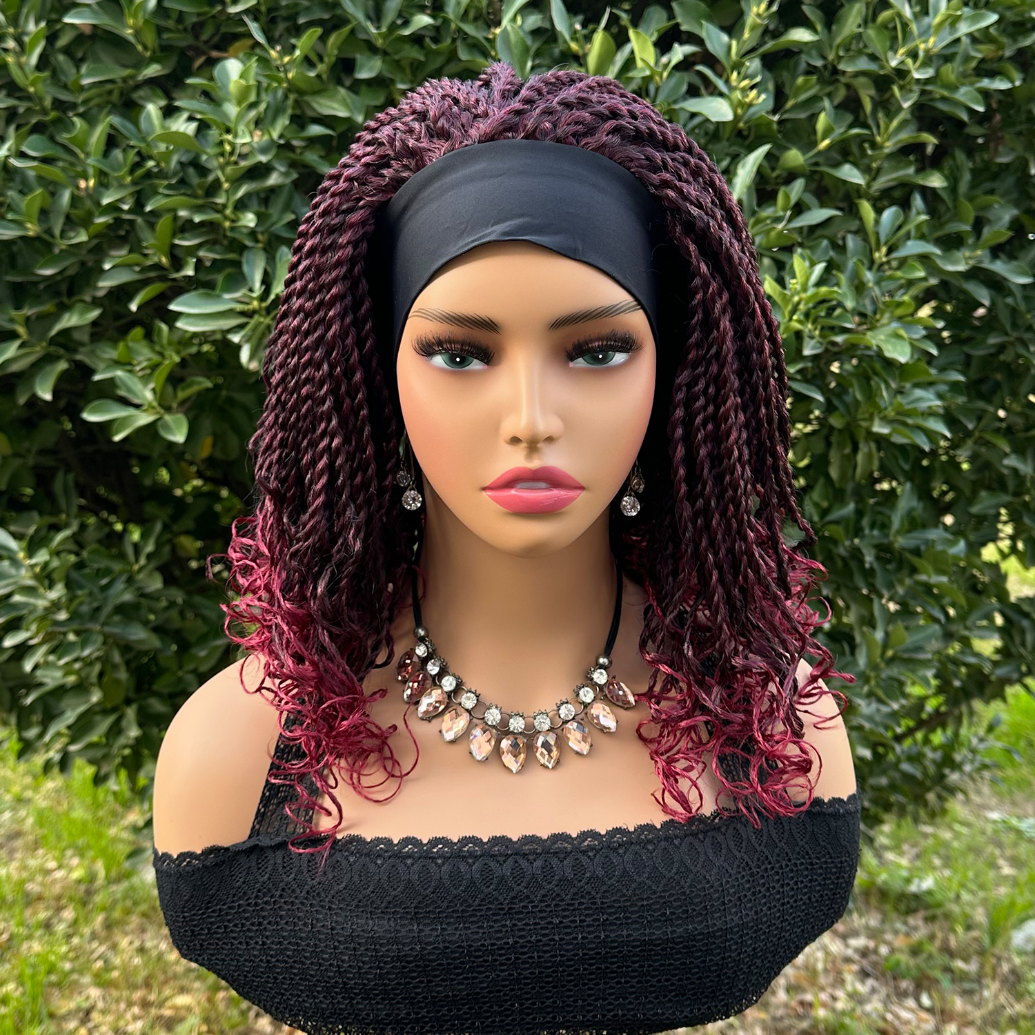 Short Braided Headband Wigs For Black Women Box Braided Headband Bob Wig African Synthetic Braiding Hair Headband Bob Wig