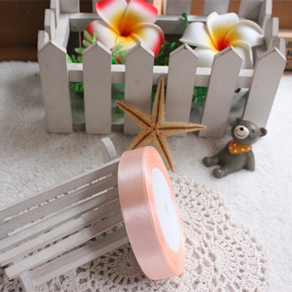 Peach Silk Satin Ribbon with gold Wedding Party Decoration Wrapping Christmas Year Apparel Sewing Fabric Ribbon: 15mm Shallow orange