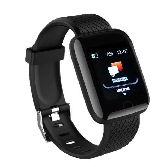 116 Smartwatch Mannen Vrouwen Ondersteuning Bluetooth IP67 Waterdicht Hartslag Bloeddruk Klok Wearable Smart Horloge Fitness Tracker: black