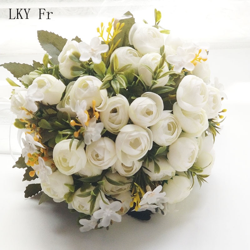 Lky fr brudebukett kunstige roser bryllupsbukett til brudepiker brud bryllup blomster brudebukett ekteskapstilbehør
