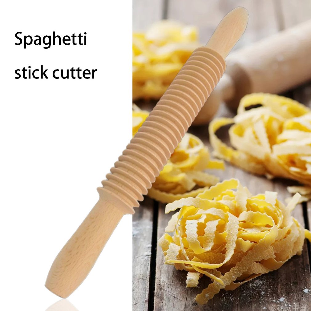 Noodle Deegroller Noodle Cutter Draad Rolling Pin Pasta Stok Noodle Cutter Beuken Patroon Noodle Stok