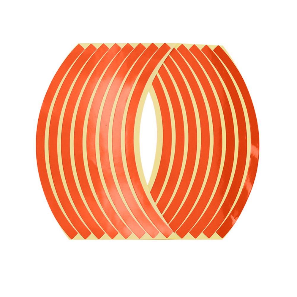 16Pcs Universal Motorcycle Velg Reflecterende Stickers 12Inch Moto Fiets Decal Verkeersveiligheid Reflecterende Motorbike Sticker: Orange