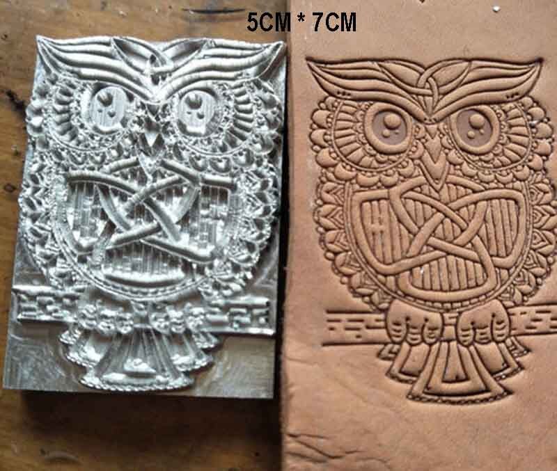 owl pattern Hand-work unique leather working tools carving punches stamp craft leather with leather carving tools: E