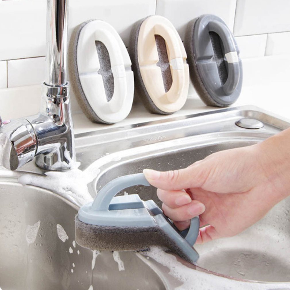 Cepillo de esponja con mango, fácil limpieza, baño, inodoro, cocina, pared de vidrio, cepillo de baño, cepillo de fondo, herramientas, 1 Juego