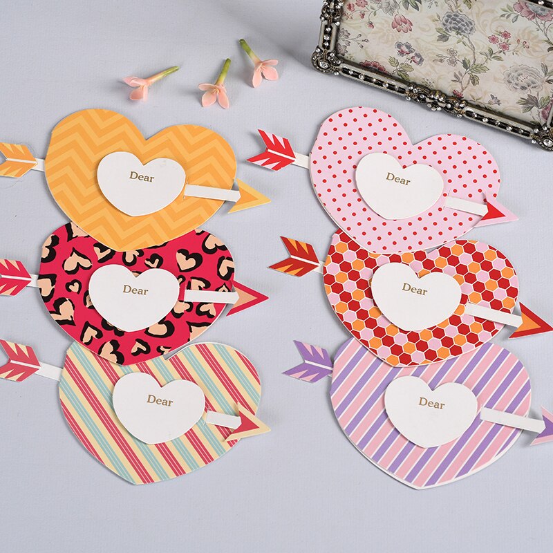 Papir hjerte & pil valentinekort 3d gratulasjonskort fargerike bursdagskort elsker låve