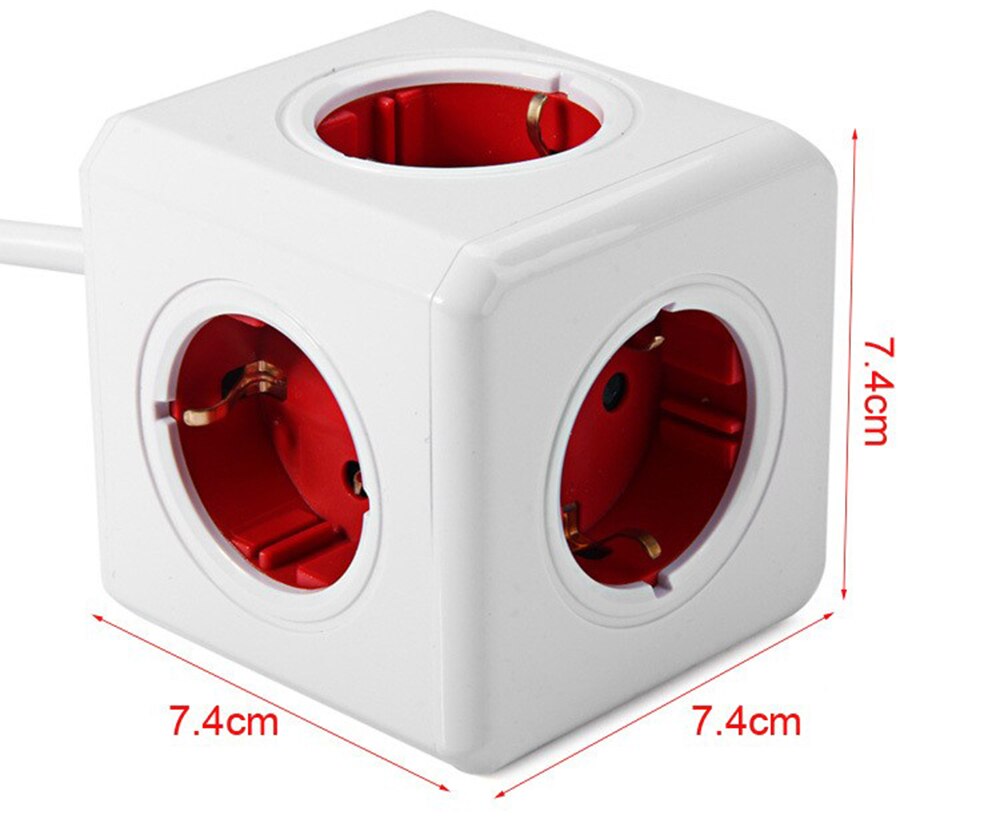 Utökat powercube-uttag eu de plug 5 uttag adapter med 1.5m / 3m kablar förlängningsadapter flerväxlat uttag
