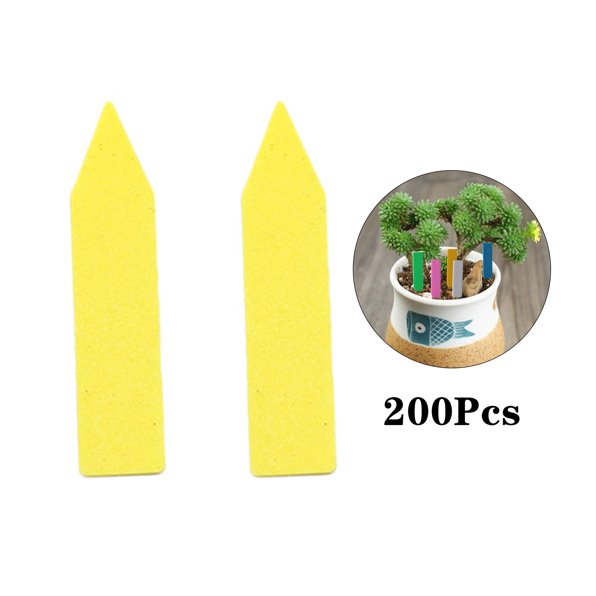 Etichette per piante in PVC da 200 pezzi etichette per piante etichette per piante in vaso di fiori impermeabili etichette per piante da giardiniere per palo etichette per piante da giardino tutto'aperto: giallo