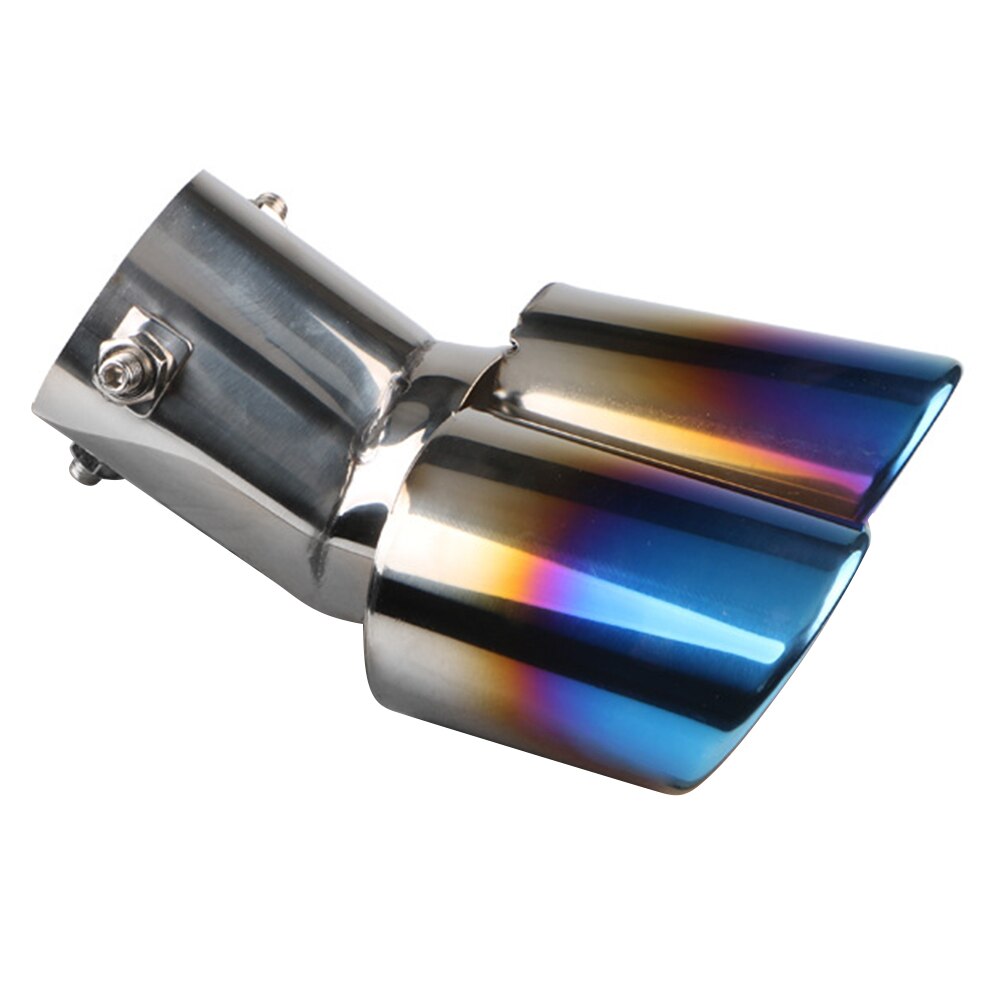 Blue Car Exhaust Tip Stainless Steel Auto Muffler Outdoor Dual Outlet Burnt Rolled Edge Anti-resistance Repairing Parts