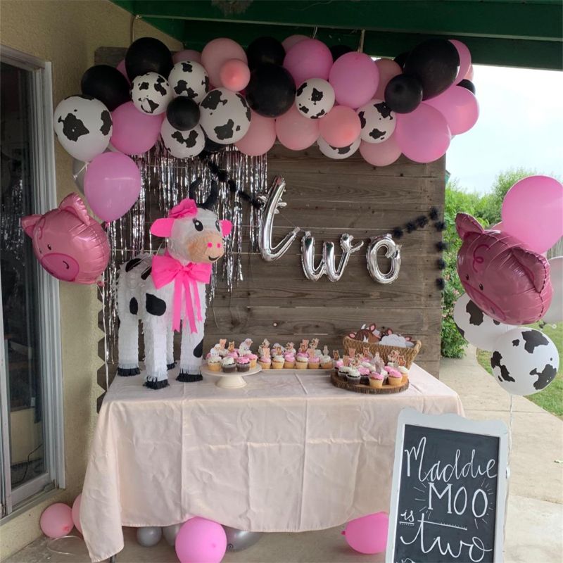 100Pcs 12’’ Funny Cow Print Latex Balloons Perfect for Children's Birthday Party Supplies Decoration L4MC