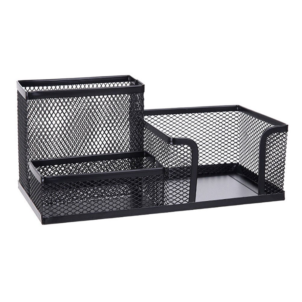 Metal Desktop Pen Holder Office Storage Box Pencil Desk Mesh Organizer H99F: Black