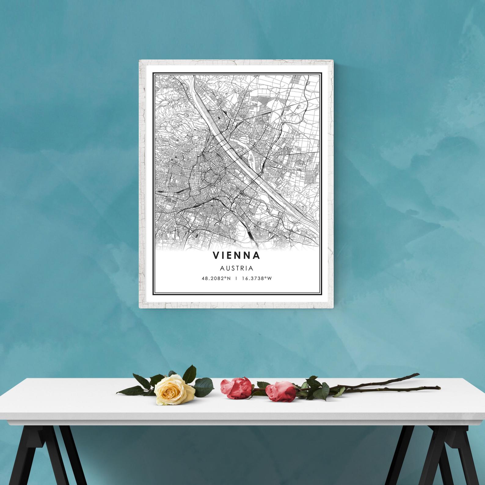 Vienna map print poster canvas | Vienna Austria city map print poster canvas