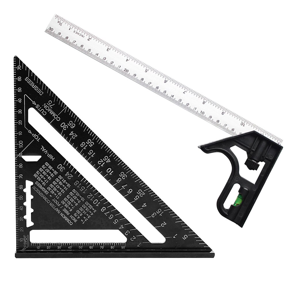 7 inch Metric Triangle Angle Ruler Aluminum Alloy Combination Square Angle Ruler Adjustable Speed Square Protractor Woodworking