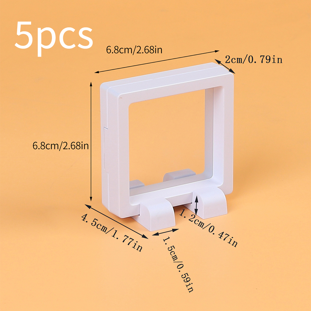 5Pcs Floating Display Case Frame Ring Necklace Earring Packaging Box Jewelry Coin Display Stand Holder: black