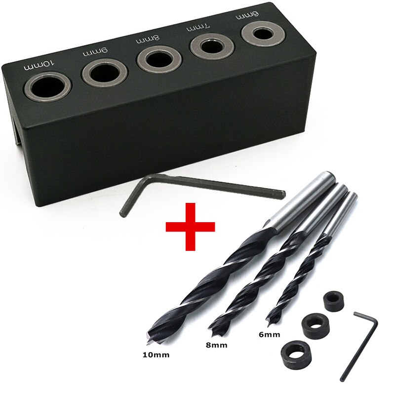 90 graders lige vinkel bore guide lomme hul jig kit aluminiumslegering hul locator dyvelning jig træbearbejdningsværktøjer: Type b