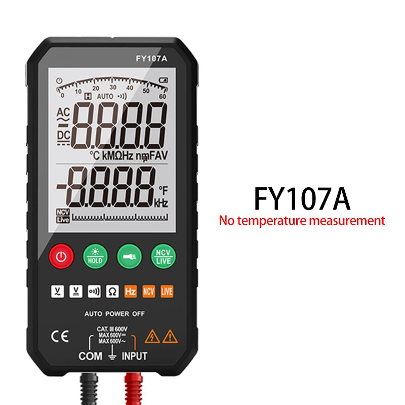 Generation 6000 tæller digitalt multimeter tur rms ac dc ncv transistor kondensator temperatur spænding smart meter: Fy107a
