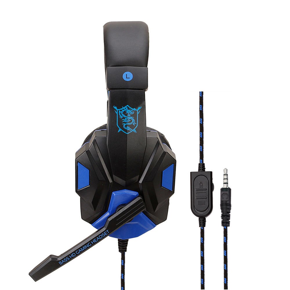 Professionele Bas Gamer Wired Hoofdtelefoon Voor PS4 Schakelaar Xbox Een Gaming Headset Met Microfoon Led Light Computer Pc Telefoon Headset: BlackBlue no Light