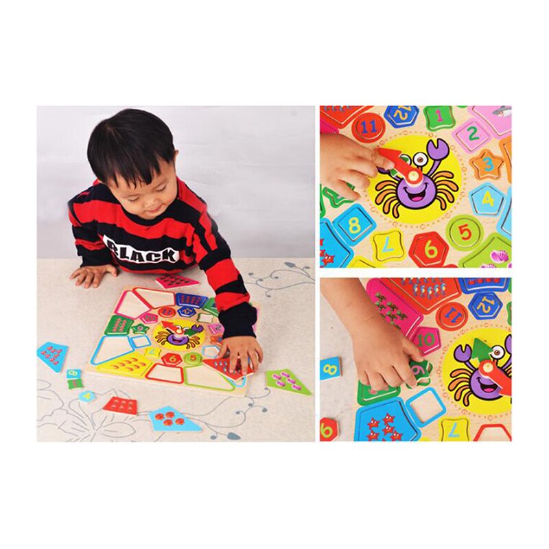 Frühen Bildung Kognitiven Uhren Holz Kinder Demontage Alarm Uhren Multi-funktionale Geometrie Party Jigsaw Puzzle