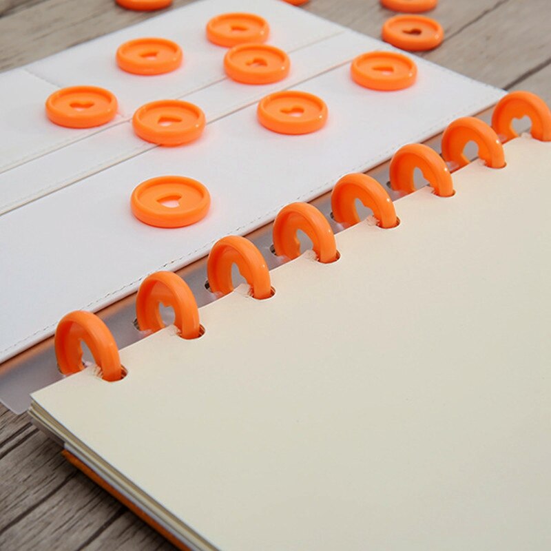 30 Pcs Solid Heart Binder Rings for Notebooks 24mm Diy Happy Planner Disc Loose Leaf Mushroom Binder for Scrapbooking A20-S1: 30 Pcs-Orange