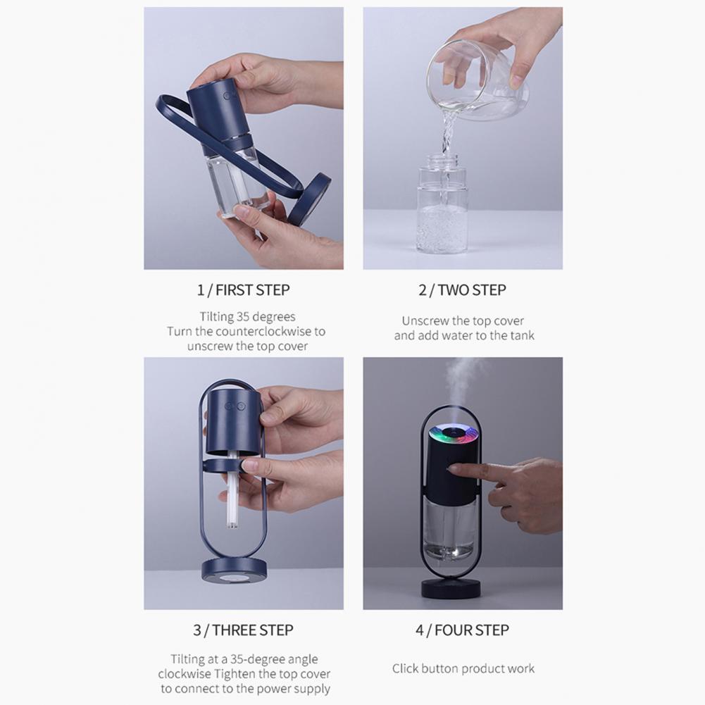 200Ml Usb Luchtbevochtiger Led Rotary Light Ultrasone Essentiële Olie Mist Diffuser Projectie Lamp Draagbare Usb Oplaadbare Fan