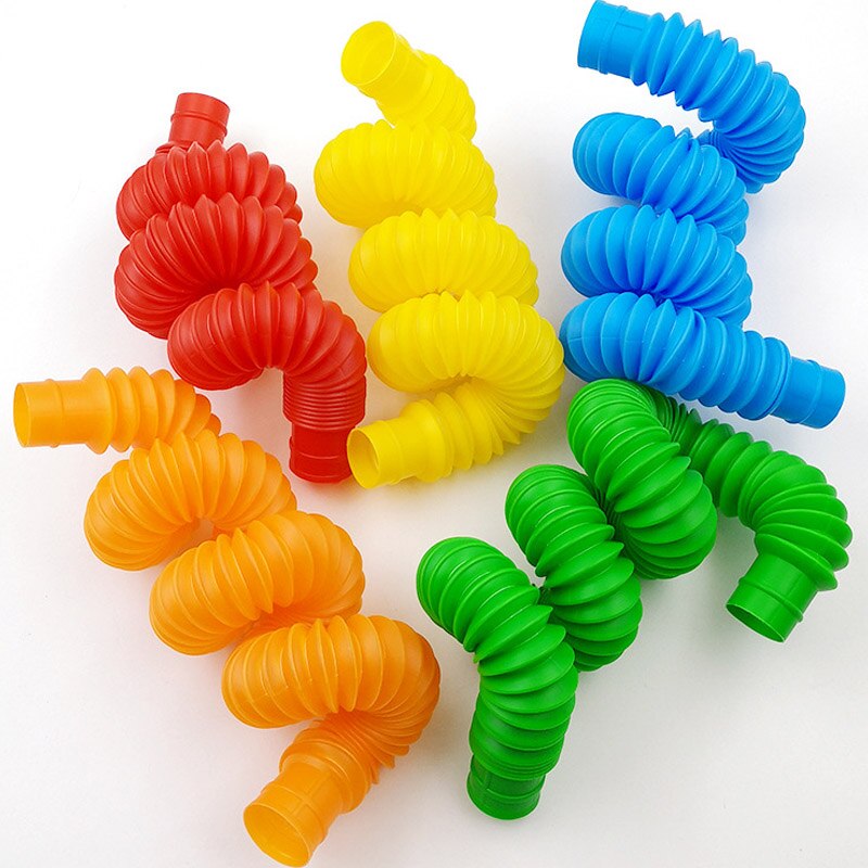 5 pezzi Mini tubi Pop giocattolo sensoriale per adulti Fidget Stress alleviare giocattoli Kid autismo Anti Stress soffietto in plastica bambini spremere giocattolo