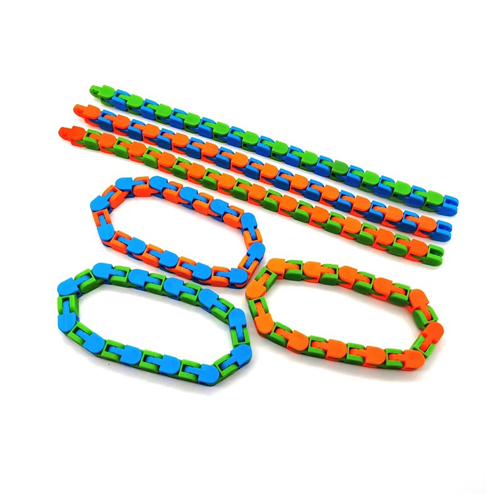 3Pc Wacky Tracks Snap En Klik Fidget Speelgoed Kids Autisme Snake Puzzels Classic Sensory Speelgoed Stress Draaien En vorm 24 Bit