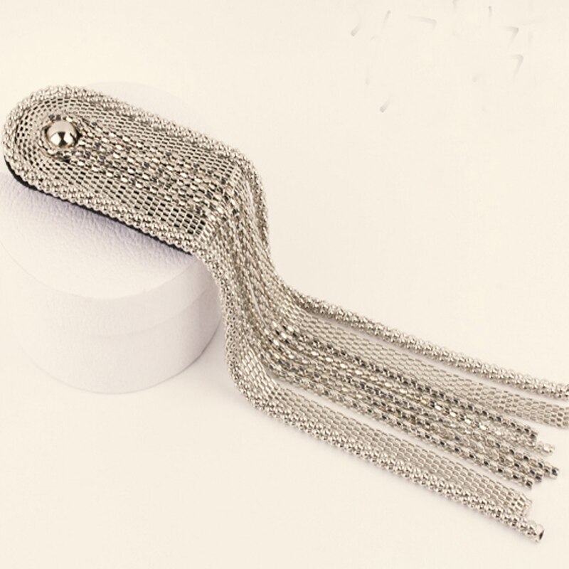 Detailhandel & 2 stuks/paar punk cool zwart zilver goud lange metalen legering kwast epaulet badge gratis feestdecoratie