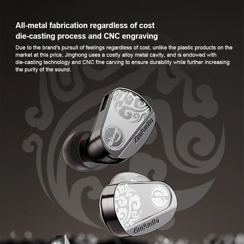 Zhulinniao JingHong Z3 2025 Fones de ouvido intra-auriculares HiFi de alta fidelidade Dual Dynamic Drivers Monitor de música de metal Áudio personalizável