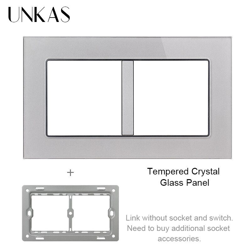 UNKAS Free Combination DIY Gray Single Tempered Crystal Glass Panel Grey Matching Modules For Wall Socket Switch: Gray 146 Panel