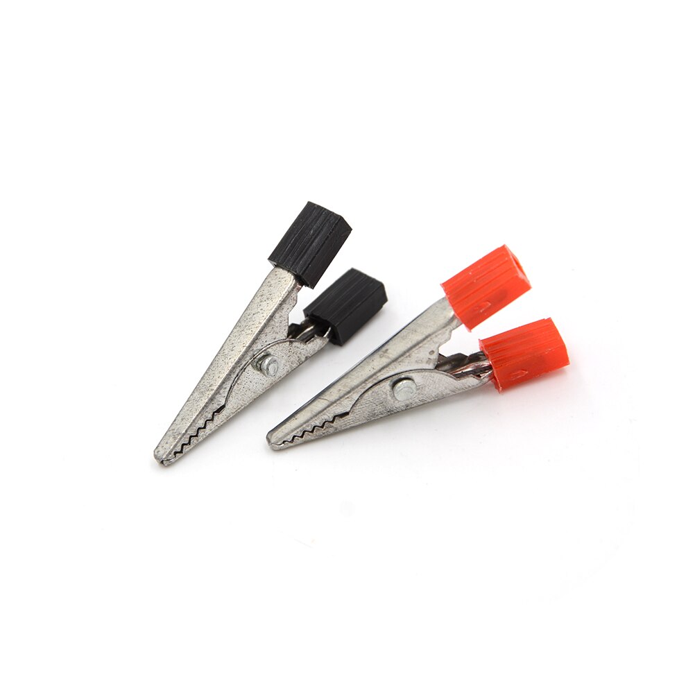 10pcs/lot 32mm Insulated Crocodile Clips Plastic Handle Cable Lead Testing Metal Alligator Clips Clamps Red+ Black