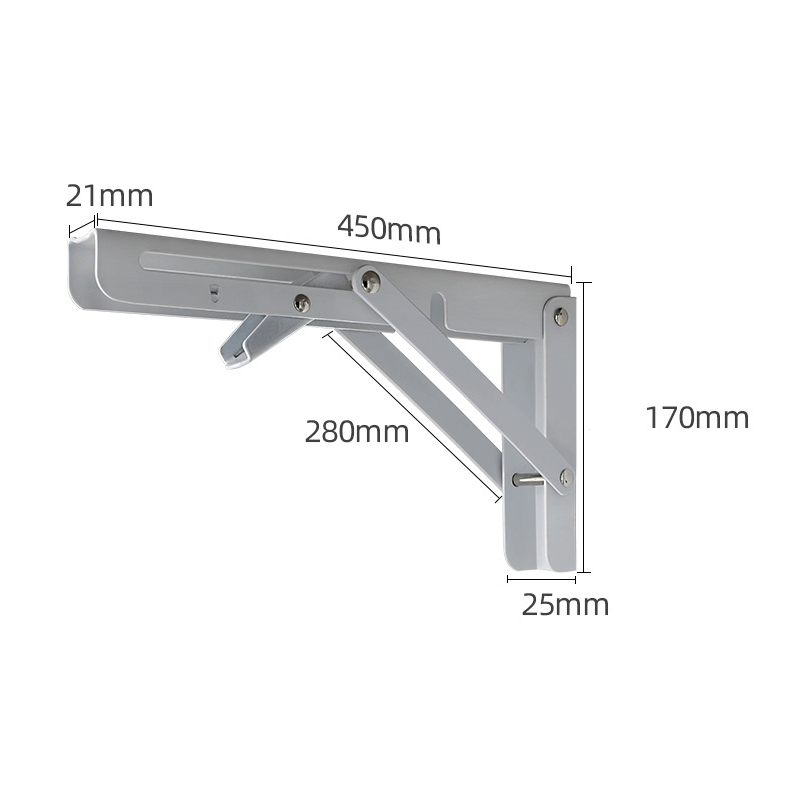 2pcs Folding Bracket For Shelf Table Desk Wall Mounted Support Collapsible Long Release Arm Space Savin Durable: 18 Inch White