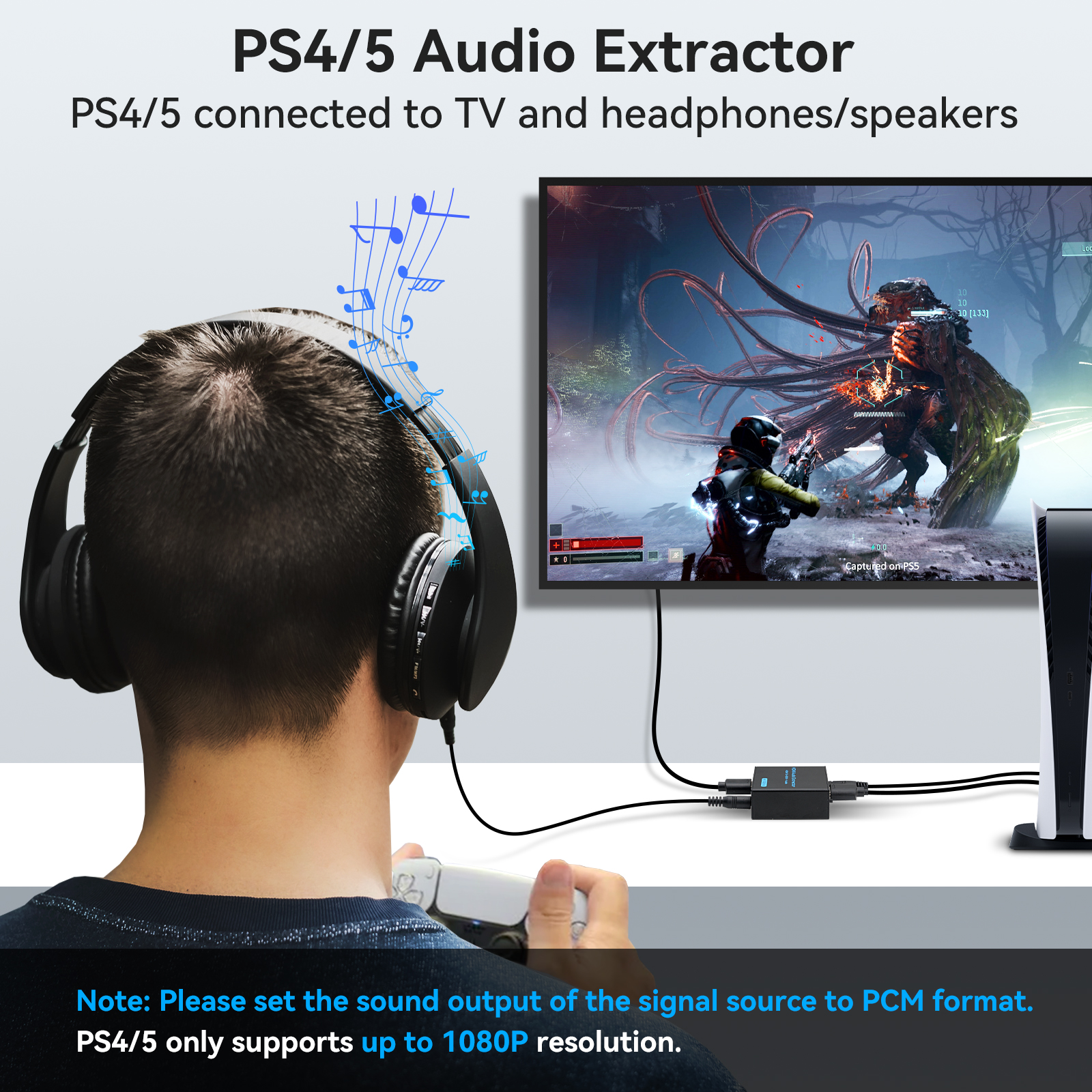 HDMI Audio Extractor 4K HDMI Optical Splitter Adapter Converter 3.5 mm Stereo + L/R Audio Out Supports 5.1 HDCP 3D 1080P VPFET