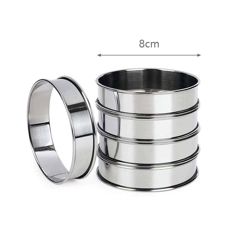 5 Stück Muffin-Törtchenringe, doppelt gerollter Tortenring, Edelstahl-Muffinringe, runde Metallringform für die Lebensmittelherstellung, Backformen: Rosa