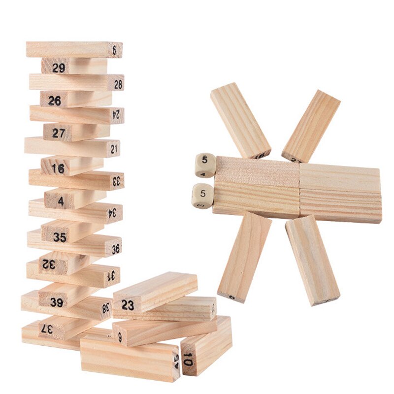 54PCS Holz Stapel Hohe Spiel Blöcke Spielzeug Klassische Balance Gehirn Spiel Spielzeug Intelligenz Pädagogisches spielzeug Für Kinder Kinder Jungen