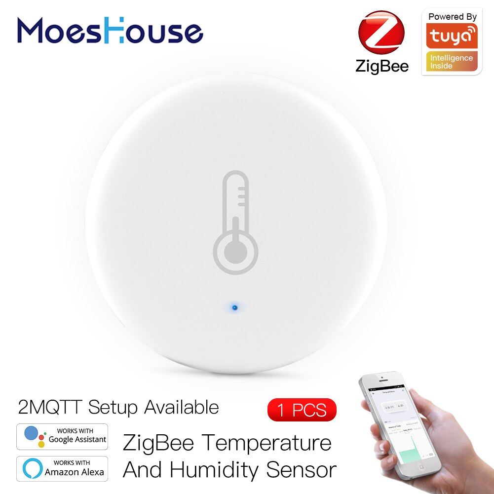 Moeshouse Tuya Smart Zigbee Smart Temperatuur En Vochtigheid Sensor Batterij Aangedreven