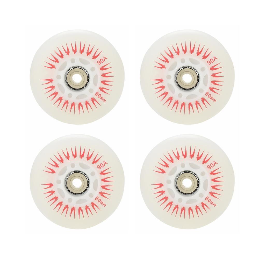 80mm Inline Roller Skate Wheels 4pcs LED Sliding Skating Flashing Wheel Rollers Durable Luminous Rollerblade Replacement: red