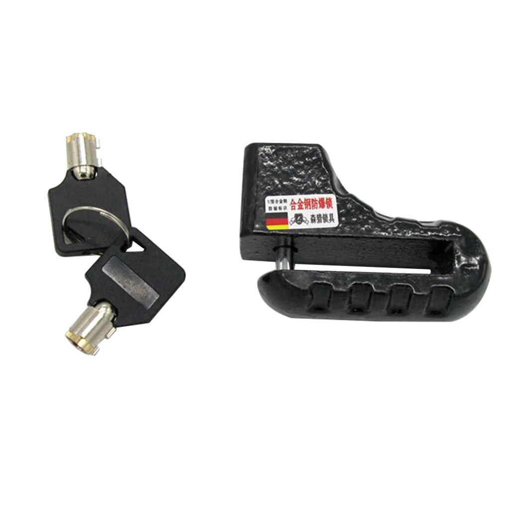 Stainless Steel Alarm Disc Lock Anti Theft for Motorcycle - Black