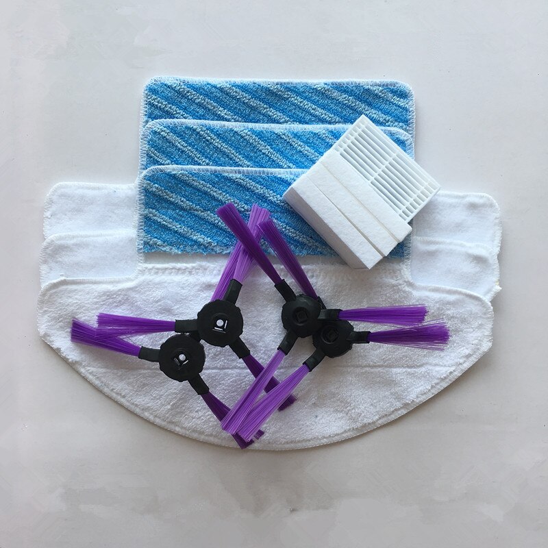4x Side Brush + 4x Filter + 3x Mop Cloth for Fmart E200 Robot Vacuum Cleaner Parts Accessories Replacement