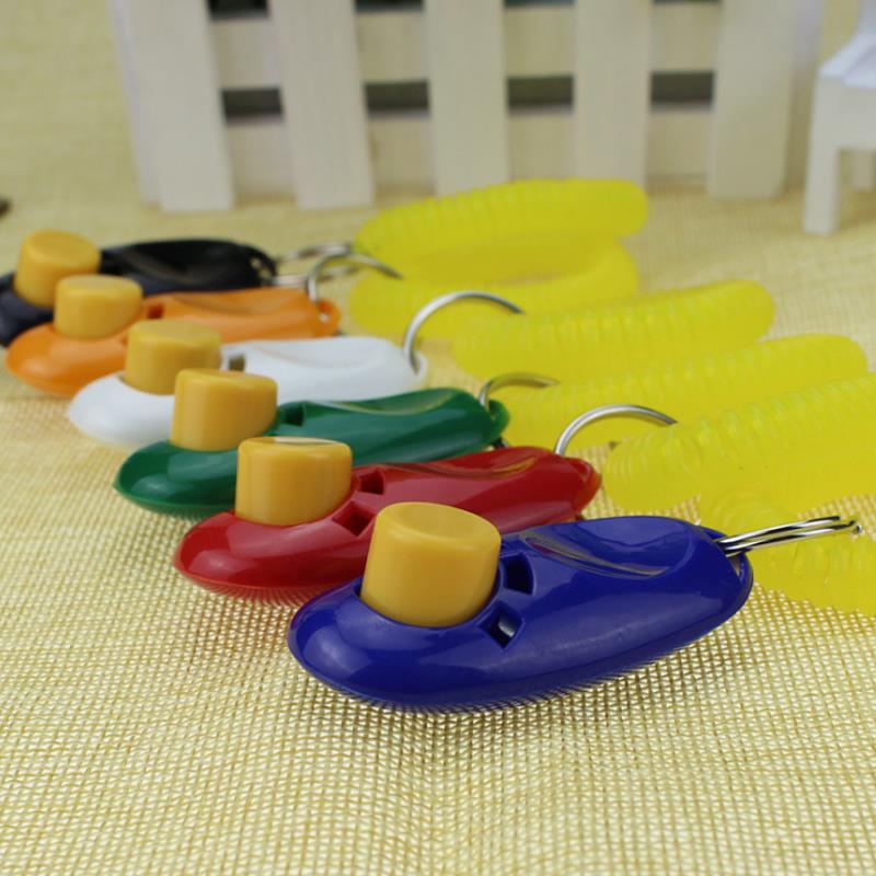 1PC Pet Clicker Clicker Training Guide Dog Supplies Portable Button Clicker Wrist Band Pets Dog Cat Whistle Trainer Delicate