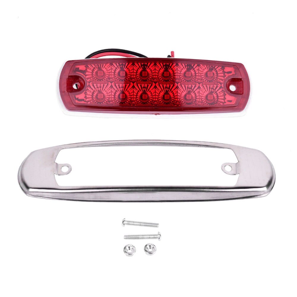 1 stk  dc12-24v 12 led rød lastbil sidelys udvendige lys advarselsbaglygte lang universal sidelys