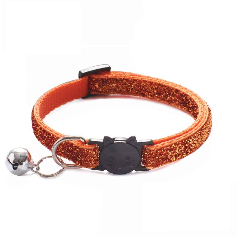 Glitter Quickly Release Yorkie Dog Collar For Small Dogs Pet Collar Cute Adjustable Nylon Ribbon Collar With Bell Cute Sequin: L
