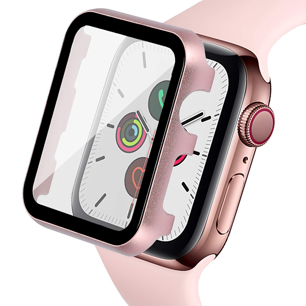 Metal Case + Tempered Film glass for Apple Watch Case 45mm 44mm 41mm 42mm 38mm 40mm Cover IWatch 8 7 6 5 4 3 SE Protective Case