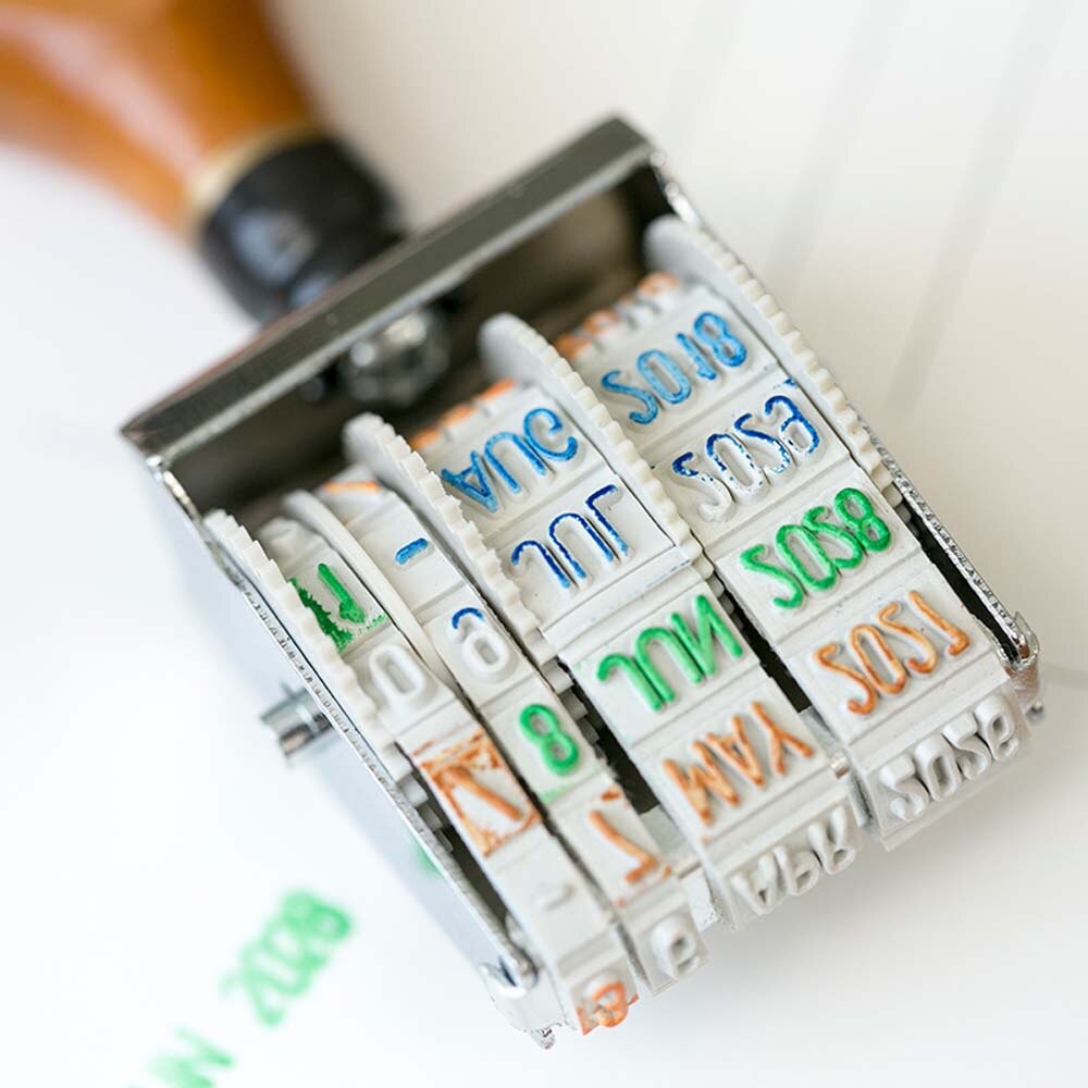 1 stuk datumstempels voor scrapbooking, rubberen datumstempels, houten metalen woorden en datumstempels, wielstempels om zelf te maken