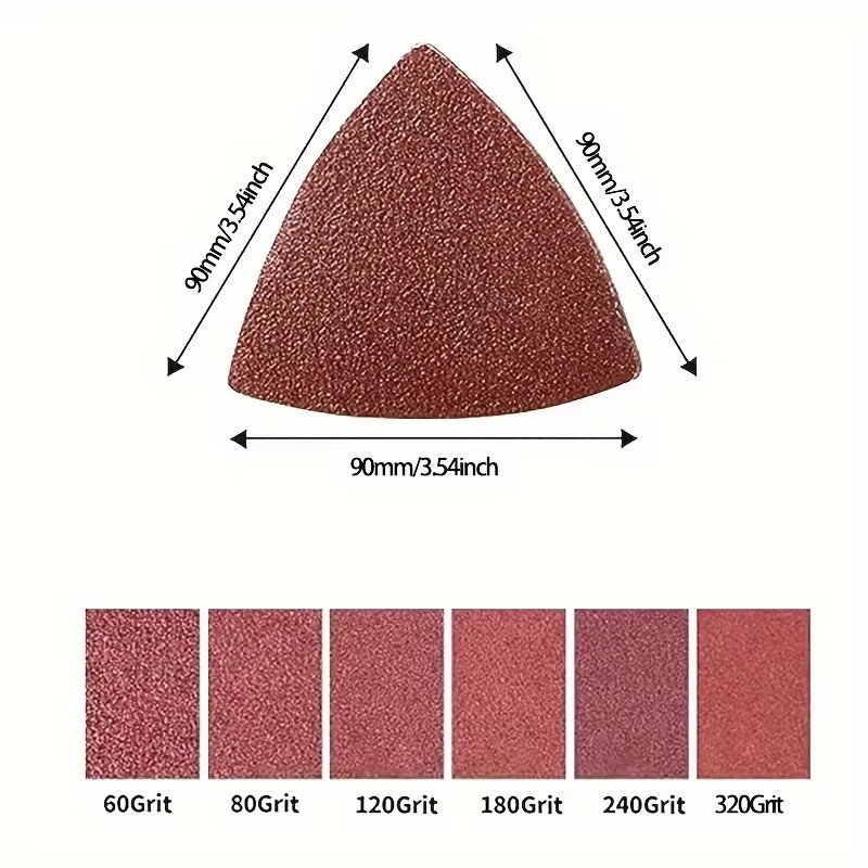 30 peças lixa de papel 90mm gancho triangular e laço lixa de ligação triangular oscilação multi-ferramenta lixa multi-grit