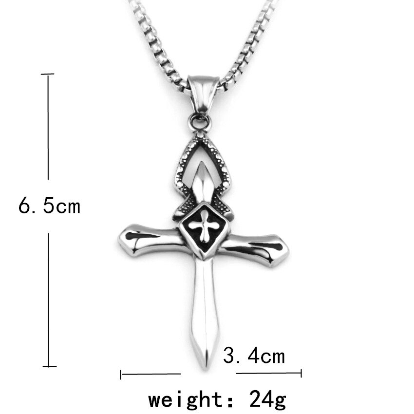 Hnsp Royal Knight Kruis Ketting Hanger Voor Mannen Rvs Ketting Mannelijke