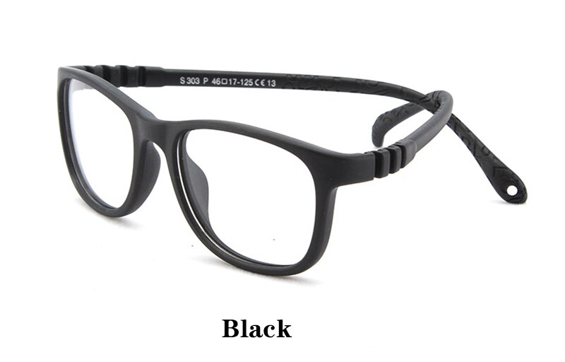 Gafas de bloqueo de luz azul para niños, lentes ópticas de ordenador de silicona transparentes para niños, gafas de luz azul: Black