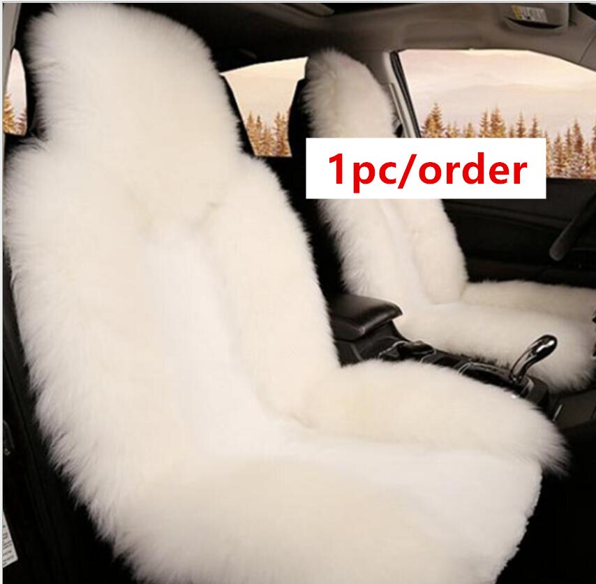 Auto Interieur Accessoires Auto Stoelhoezen Schapenvacht Kussen Styling Bont Auto Stoelhoezen 6 Kleur Voor Back Covers D001-B: Single seat white