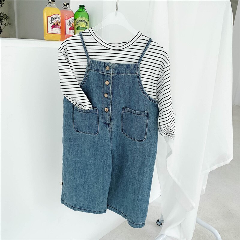 Lente Jongens Meisjes Mode Denim Overalls Unisex Losse Alle-Match Bib Broek Kinderkleding