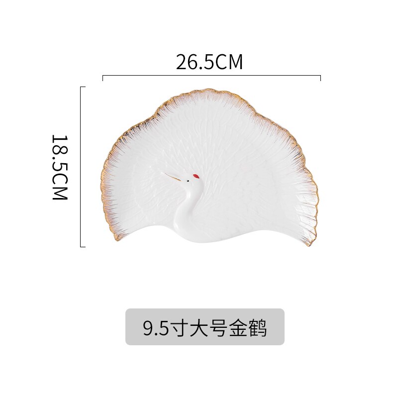 Ceramic Irregular Golden Crane Plate High-end Western Restaurant Steak Plate Sushi Sashimi Ceremony Tableware Kitchen Tableware