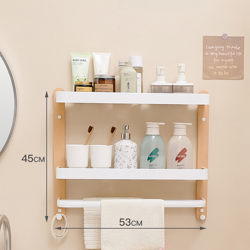 Estantes cuadrados, estante de almacenamiento de artículos de baño, estante de almacenamiento de cocina montado en la pared individual/doble, accesorios de baño de madera/aluminio