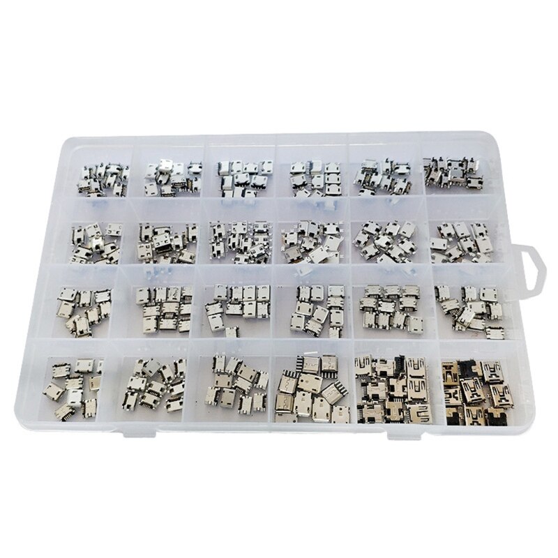 Micro-USB Connector 24 Models Charging Port for Mobile,Tablet GPS 240Pcs/Set Standard Micro Port Female Solder Plug Jack Socket
